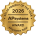 Gold award seal that reads 'AP Systems Solar Award 2026' with decorative edges and lines for emphasis